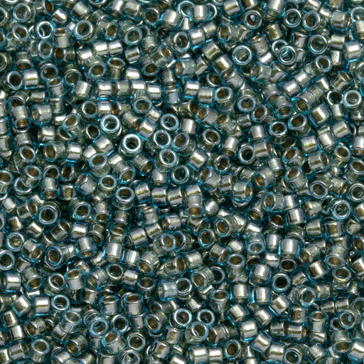 Toho Aiko Seed Beads, 11/0 #990 'Gold-Lined Aqua' (4 Grams)