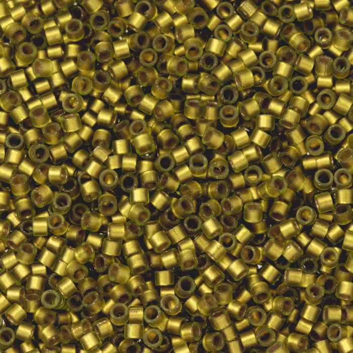 Toho Aiko Seed Beads, 11/0 #996FM 'Frosted Gold-Lined Clover Rainbow' (4 Grams)