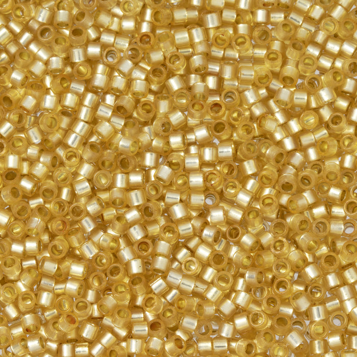 Toho Aiko Seed Beads, 11/0 #PF2110 'PermaFinish Translucent Silver-Lined Lt Topaz' (4 Grams)