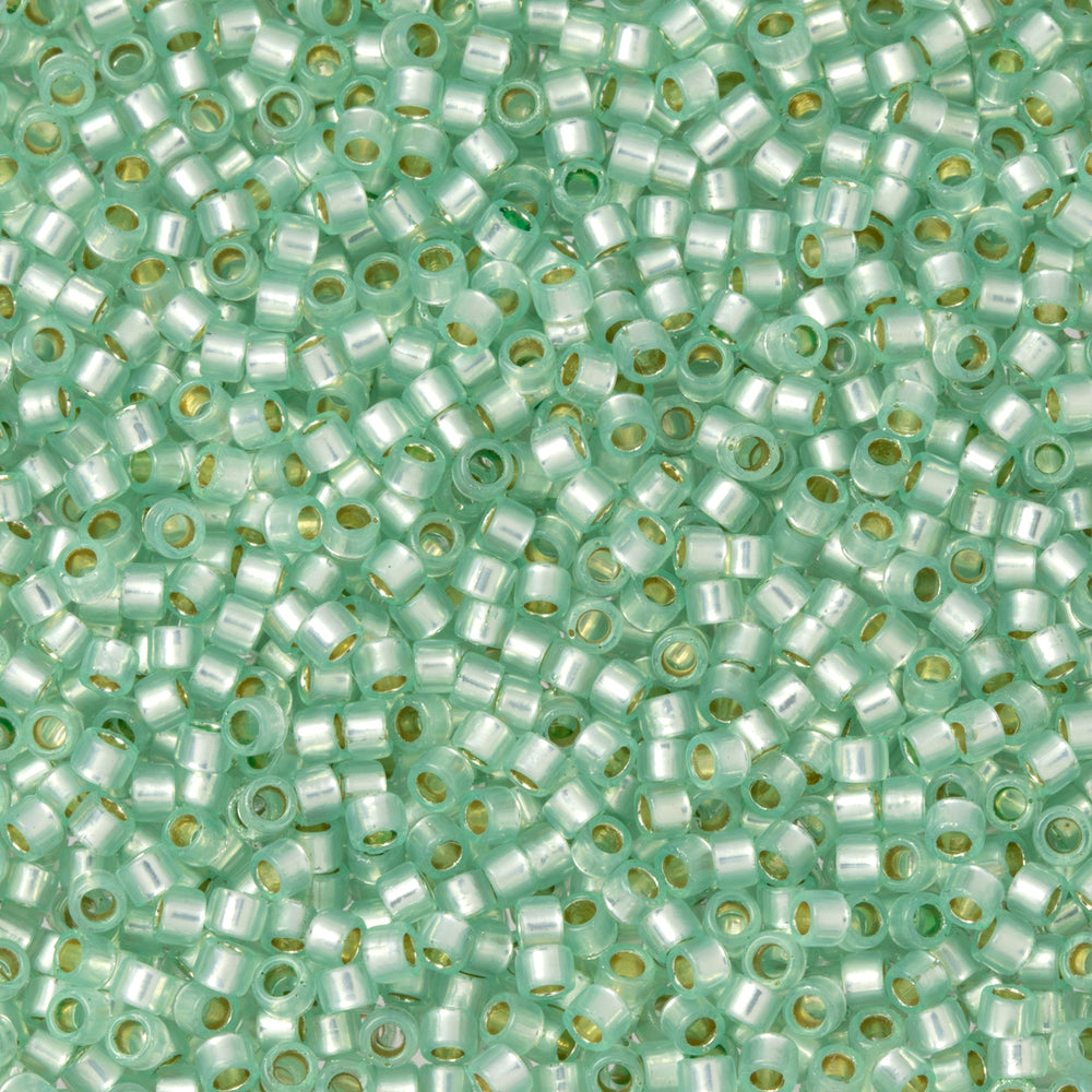 Toho Aiko Seed Beads, 11/0 #PF2118 'PermaFinish Translucent Silver-Lined Lt Peridot' (4 Grams)