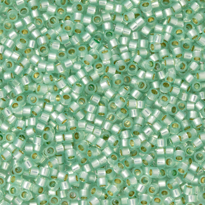 Toho Aiko Seed Beads, 11/0 #PF2118 'PermaFinish Translucent Silver-Lined Lt Peridot' (4 Grams)