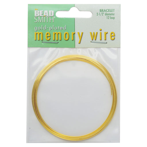 Memory Wire, Bracelet Round Size Small 2 Inch Diameter, 12 Loops, Gold Plated