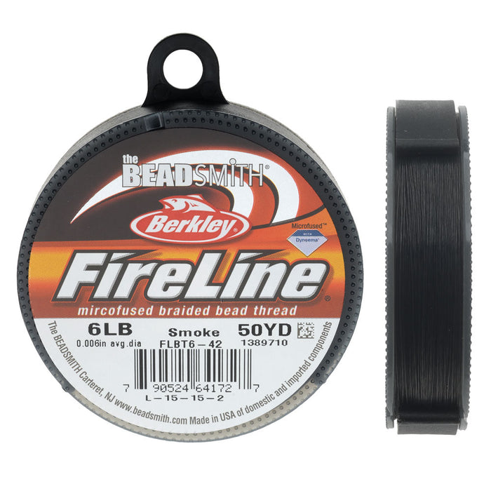 FireLine Braided Beading Thread, 6lb Test and 0.006 Thick, Smoke