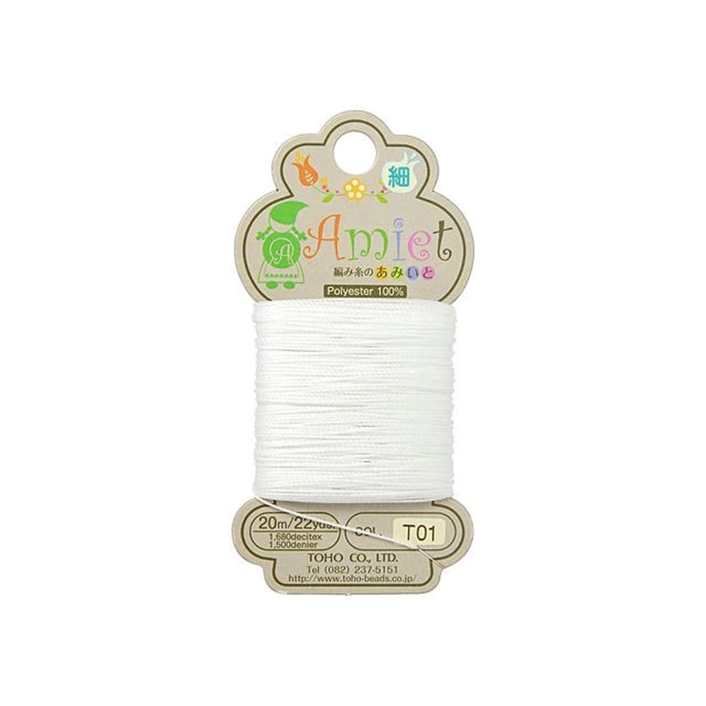 Toho Amiet Polyester Beading Thread, Fine White, 0.3mm (20 Meters/22 Yards)