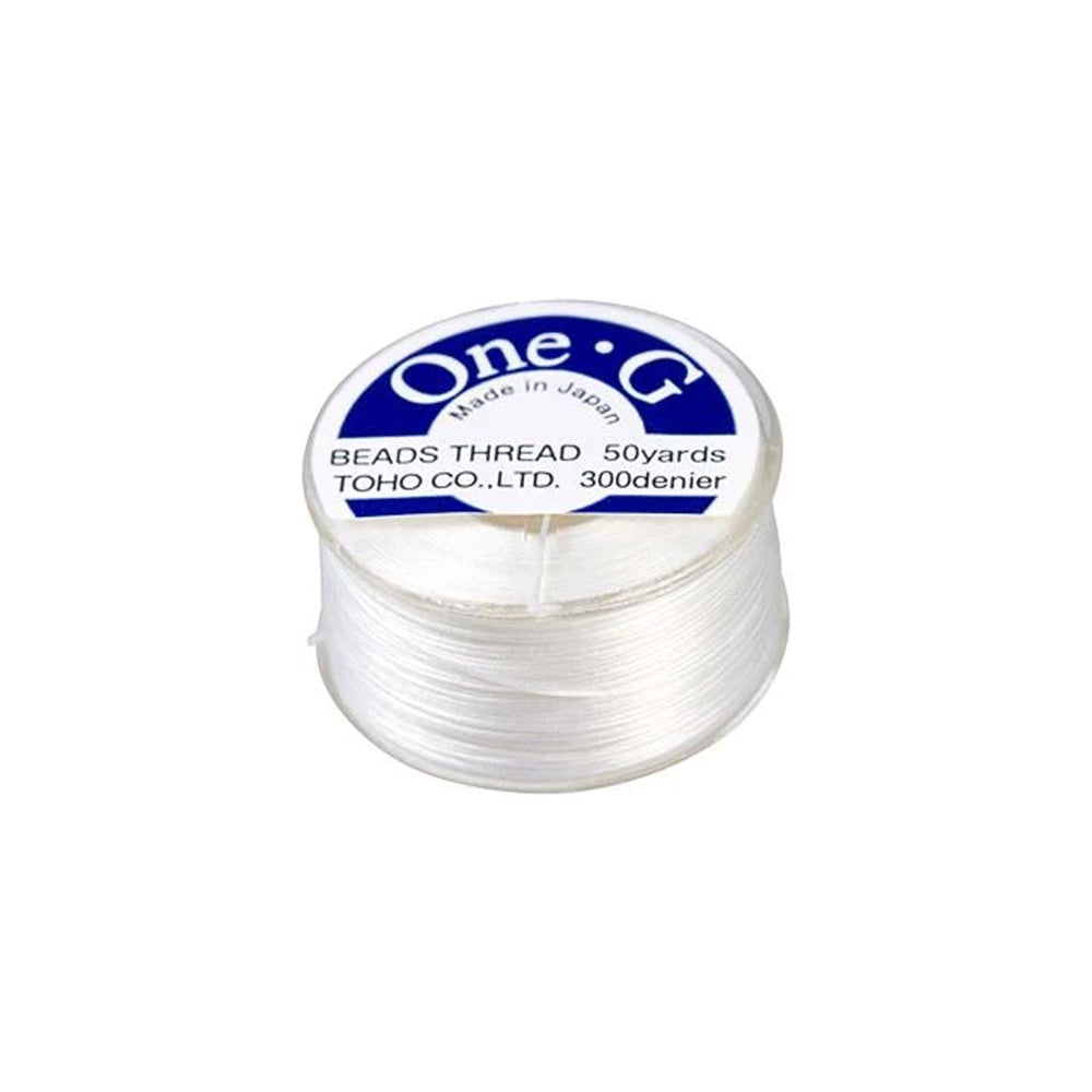 Toho One-G Nylon Beading Thread, White (50 Yard Spool)
