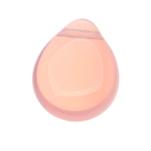 Czech Glass Beads Flat Pear Teardrops  - 16x12mm 'Milky Pink' (25 pcs)