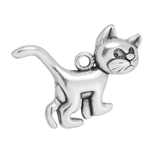 Charm, Sassy Cat 29x22.8mm, Antiqued Silver Plated (1 Piece)