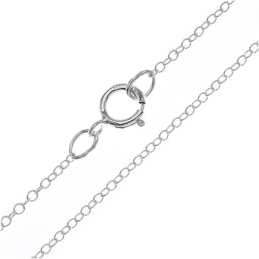 Finished Cable Chain Necklace, Round Links 1.2mm, 18 Inches, Sterling Silver