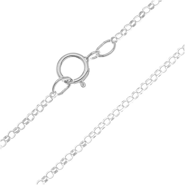 Finished Rolo Chain Necklace, Round Links 1.3mm, 16 Inches, Sterling Silver