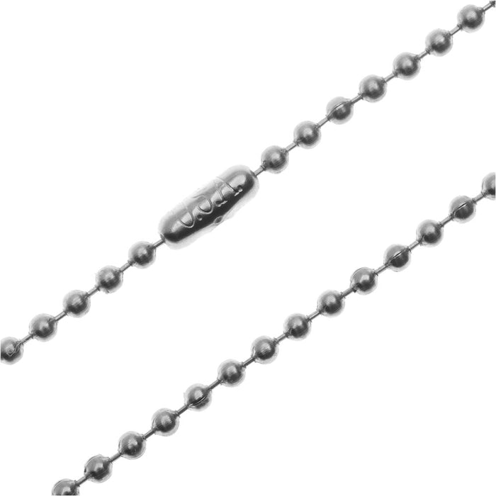 TierraCast Finished Ball Chain Necklace, Round Links 2.4mm, 30 Inches, Stainless Steel