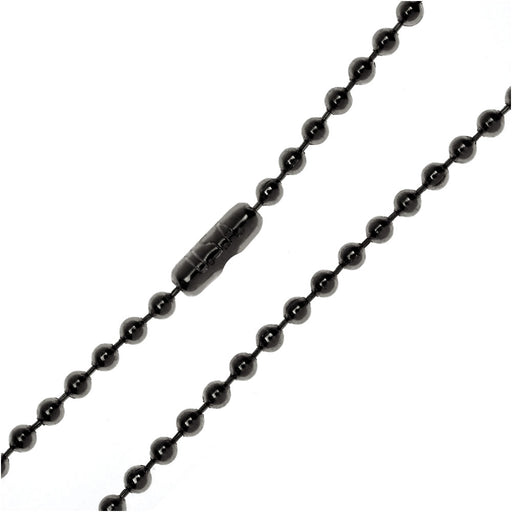 TierraCast Finished Ball Chain Necklace, Round Links 2.4mm, 30 Inches, Gunmetal Black