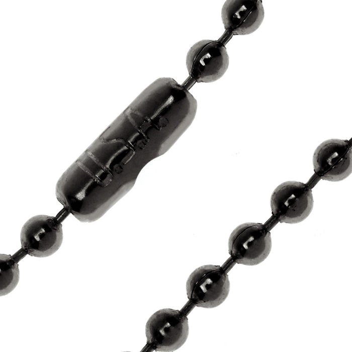TierraCast Black Finish Ball Chain Necklace, 2.4mm Thick, 30 Inches, Gun Metal