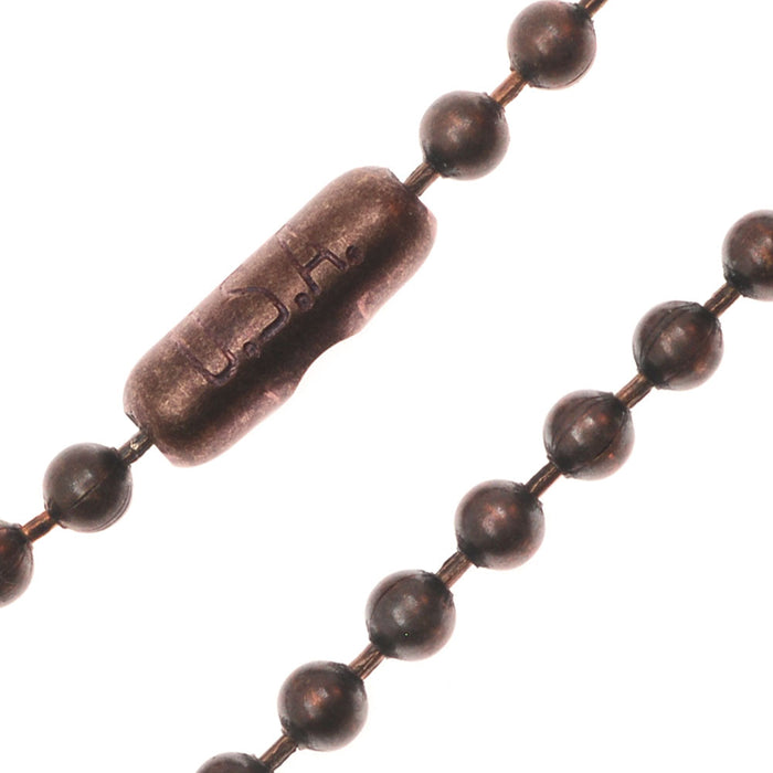 TierraCast Finished Ball Chain Necklace, Round Links 2.4mm, 30 Inches, Antiqued Copper