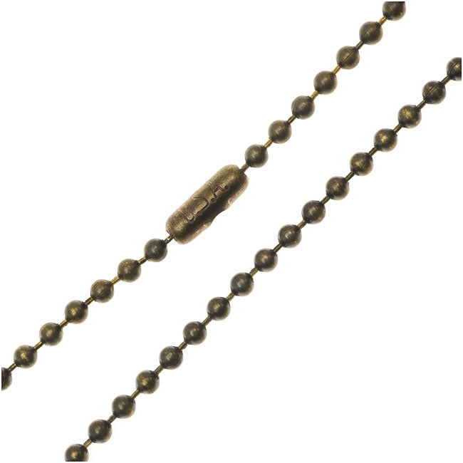 TierraCast Finished Ball Chain Necklace, Round Links 2.4mm, 30 Inches, Brass Oxide Finish