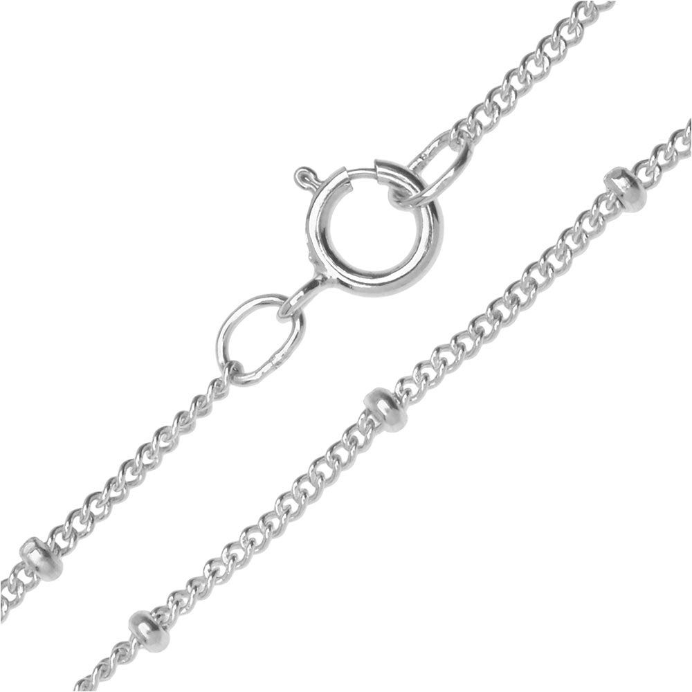 Finished Saturn Chain Necklace, Curb Links 1.7x1.2mm, 20 Inches, Sterling Silver