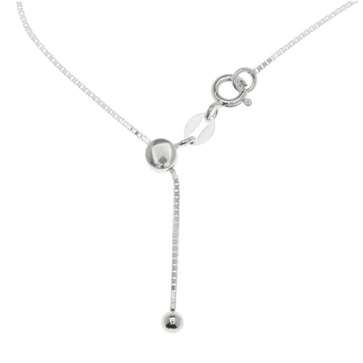 Finished Adjustable Chain Necklace, 0.3mm Box Links with Clasp Assembly, 22 Inches, Sterling Silver