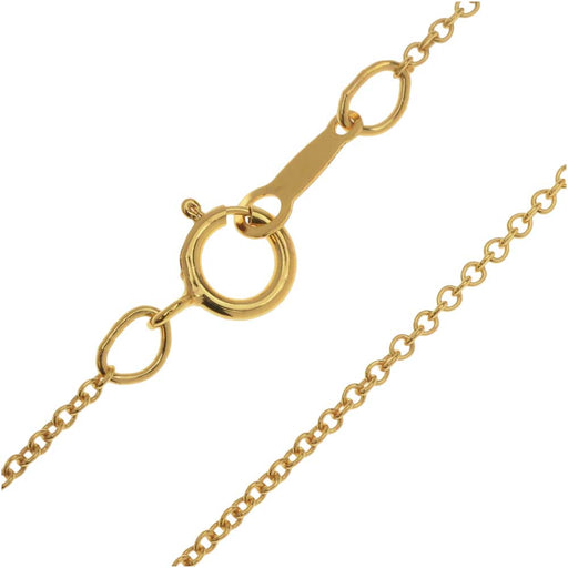 Finished Cable Chain Necklace, Oval Links with Spring Ring Clasp 1.2x1mm, 16 Inches, 14K Gold FIlled