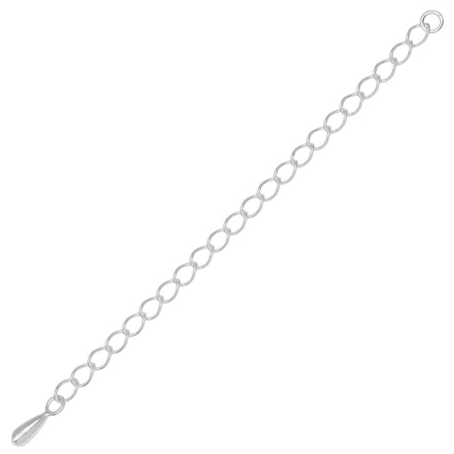 Necklace Chain Extender, 4x2.5mm Curb Links with Drop 3 Inches, Sterling Silver (1 Piece)