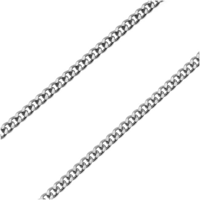Finished Curb Chain Necklace, Endless No Clasp 1.8mm, 24 Inches, Stainless Steel