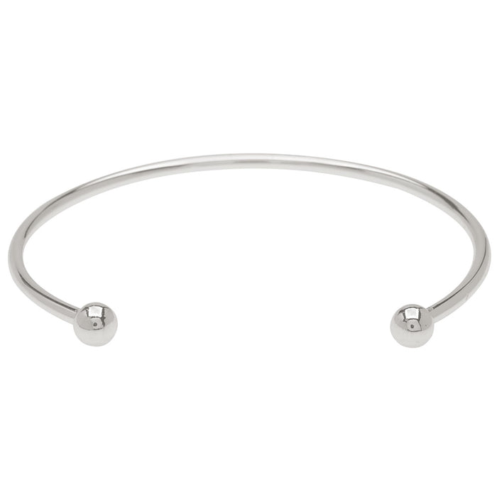 Bangle Cuff Bracelet, Medium For Europen Style Large Hole Beads with Screw Ends, Silver Tone (1 Piece)