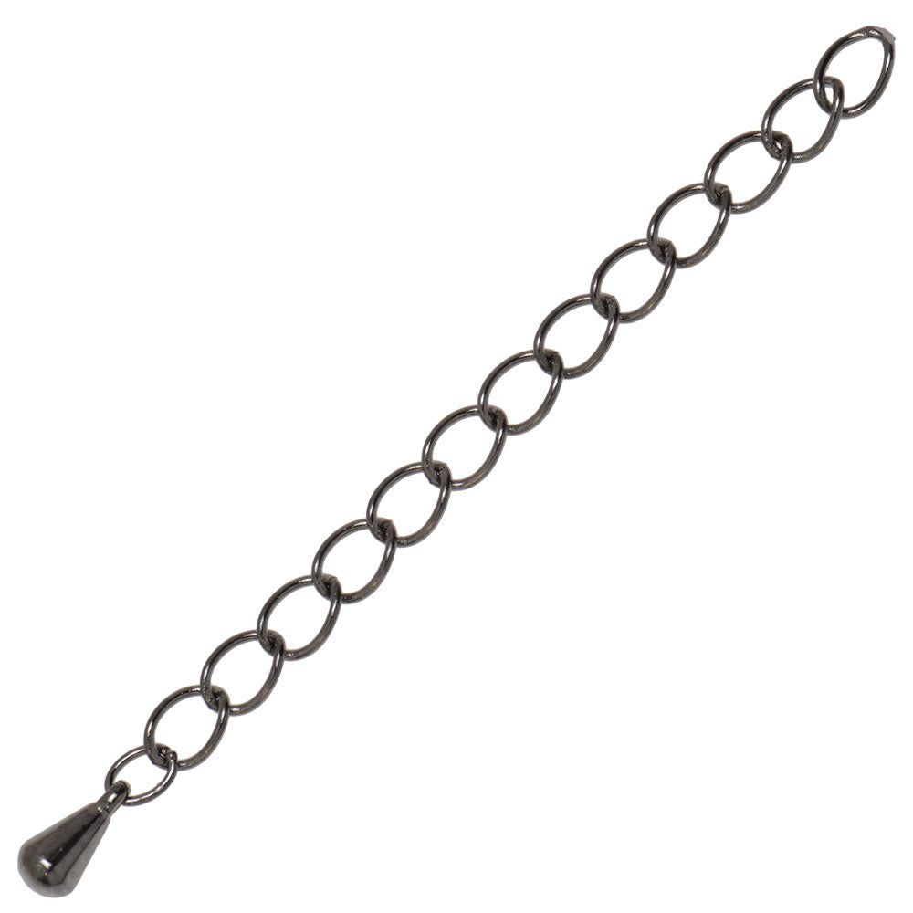 Necklace Chain Extender, 3.5x5mm Curb Links with Drop 2 Inches, Gun Metal Plated (10 Pieces)