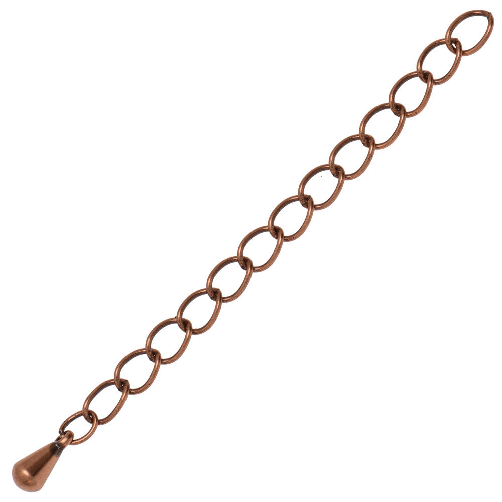 Necklace Chain Extender, 3.5x5mm Curb Links with Drop 2 Inches, Antiqued Copper Plated (10 Pieces)