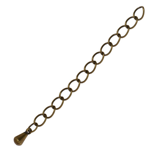 Necklace Chain Extender, 3.5x5mm Curb Links with Drop 2 Inches, Antiqued Brass (10 Pieces)