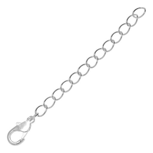 Necklace Chain Extender, 3.5x5mm Curb Links with Lobster Clasp 2.5 Inches, Silver Plated (10 Pieces)