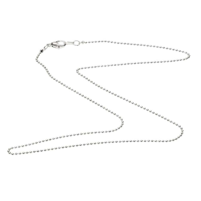 Finished Ball Chain Necklace, Round Links with Lobster Clasp 1.2mm, 18 Inches, Silver Plated