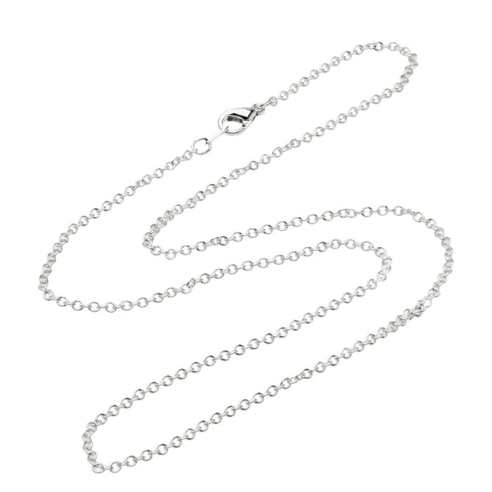 Finished Cable Chain Necklace, Oval Links with Lobster Clasp 2x1.8mm, 16 Inches, Silver Plated