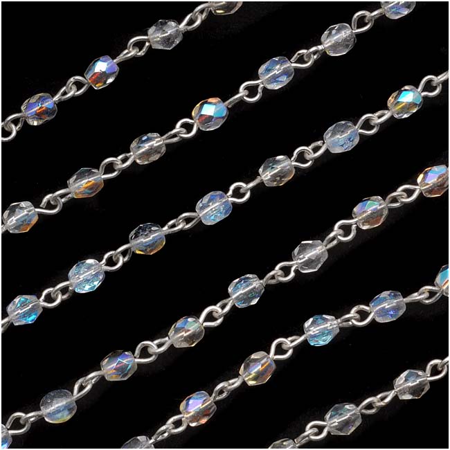 2mm CRYSTAL AB Gold Plated Crystal Cup Chain