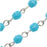Czech Glass Beaded Chain, Turquoise Fire Polish 4mm, Silver Plated (1 inch)