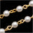 Czech Glass Beaded Chain, White Pearls 4mm, Gold Plated (1 inch)
