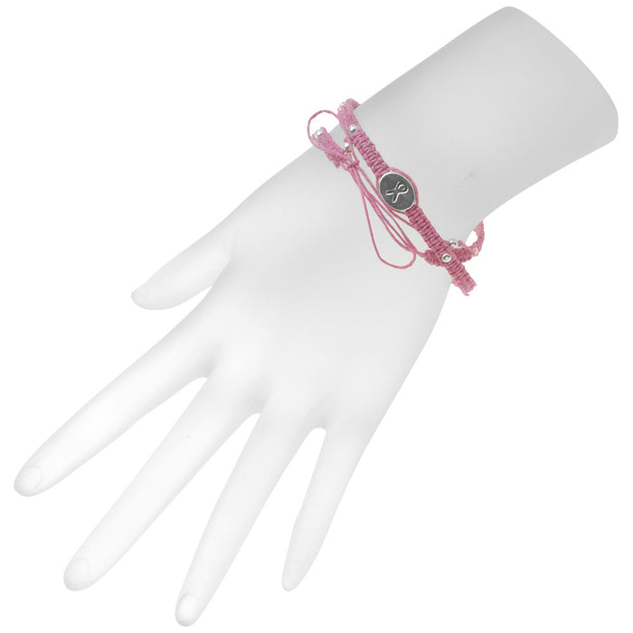 Retired - Pink Ribbon Macrame Wrap Bracelet