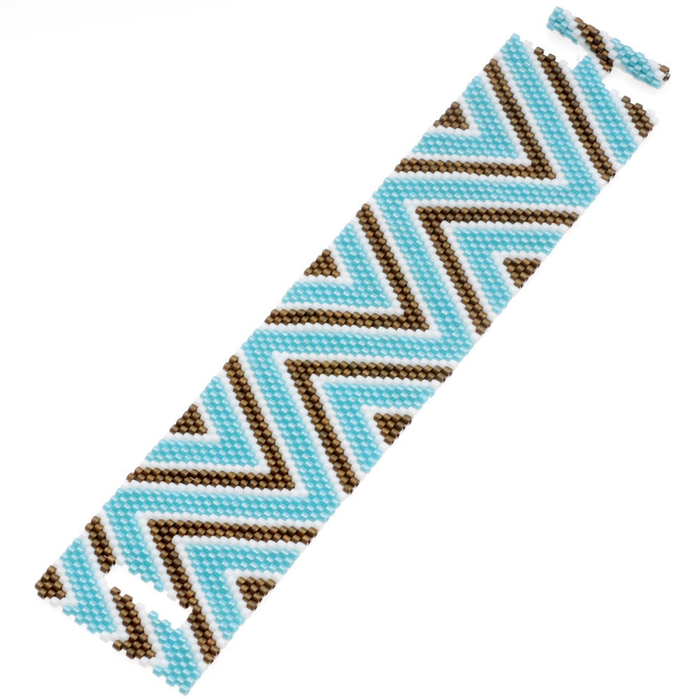 Turquoise Zig Zag Peyote Bracelet — Beadaholique - Main Image