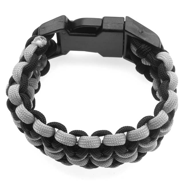 Retired - Wide Double Cobra Paracord Bracelet - Black and Grey