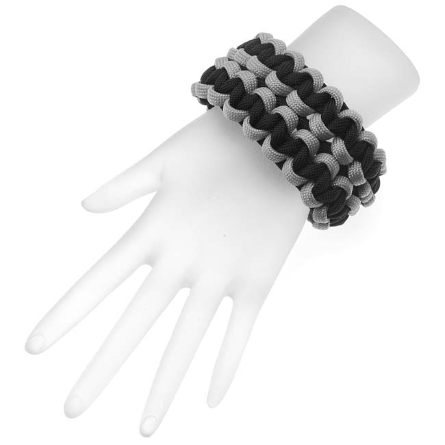 Retired - Wide Double Cobra Paracord Bracelet - Black and Grey