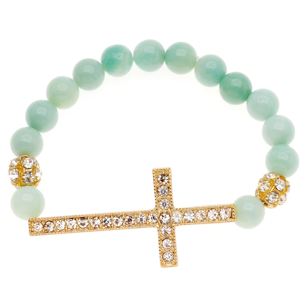 Retired - Amazonite and Crystal Cross Bracelet