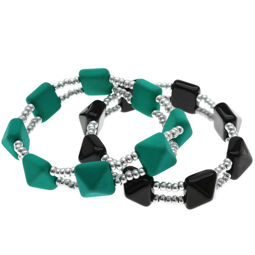 Retired - Pyramid Bead Stretch Bracelet Set