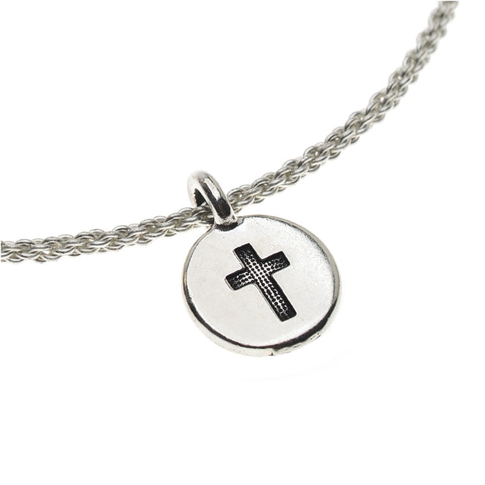 Retired - Braided Wire Bangle Bracelet with Cross Charm