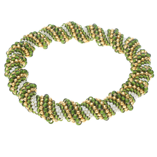 Green Apple Swirl Cellini Spiral Beaded Bangle