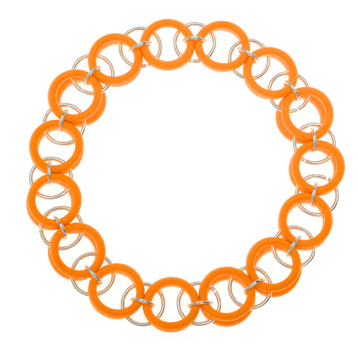 Retired - Flexible Helm Chain Maille Bracelet in Orange