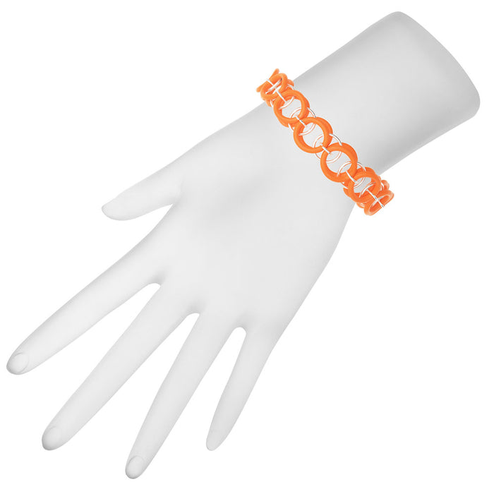 Retired - Flexible Helm Chain Maille Bracelet in Orange