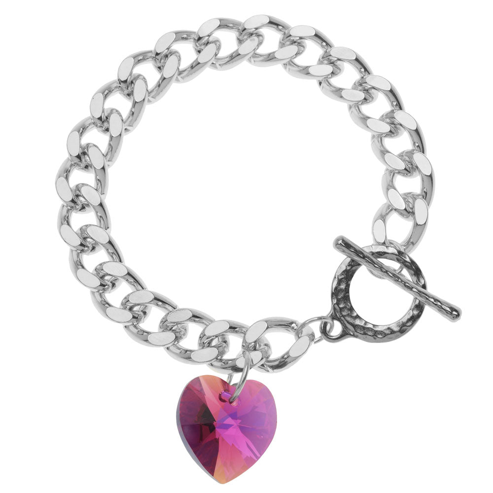 Buy Austrian Crystal Heart Charm Bracelet in Stainless Steel, Austrian Crystal  Bracelet, Crystal Sparkle Jewelry For Women 7.00-8.00 Inches at ShopLC.