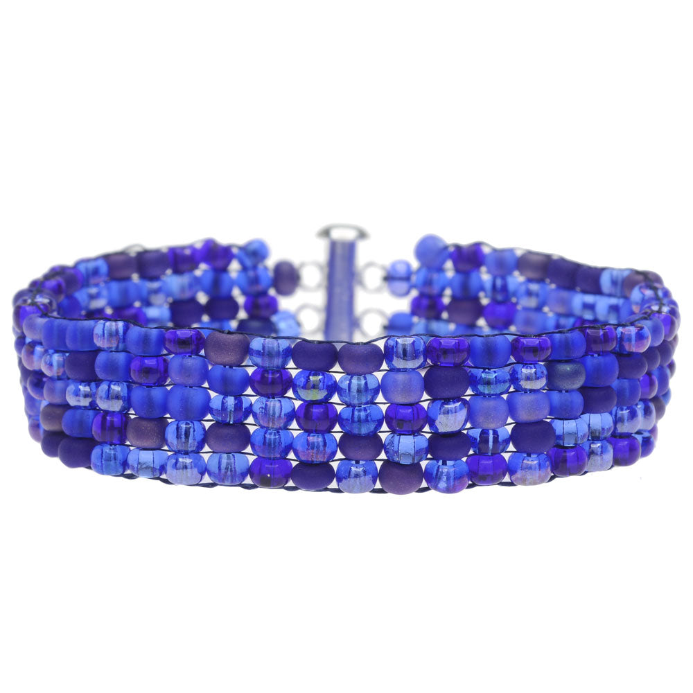 Rainbow Loom Bracelet Inverted Fishtail White Blue Navy Blue jelly