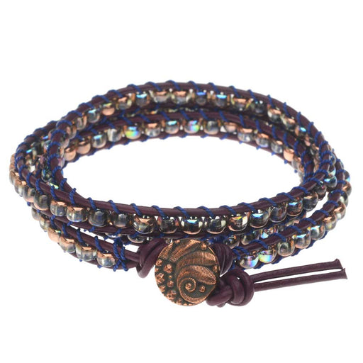 Retired - Berry Leather Triple Wrapit Loom Bracelet