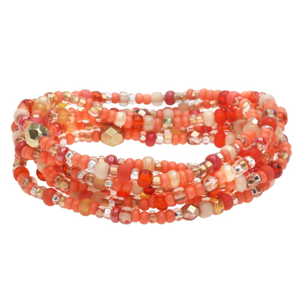 Retired - Stackable Seed Bead Bracelets in Coral