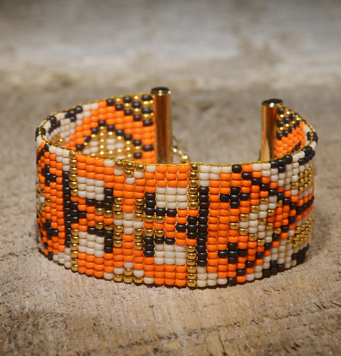 Monarch Hand-Painted Beaded Bracelet