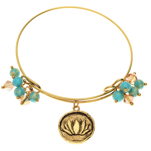 Retired - Golden Lotus Charm Bangle