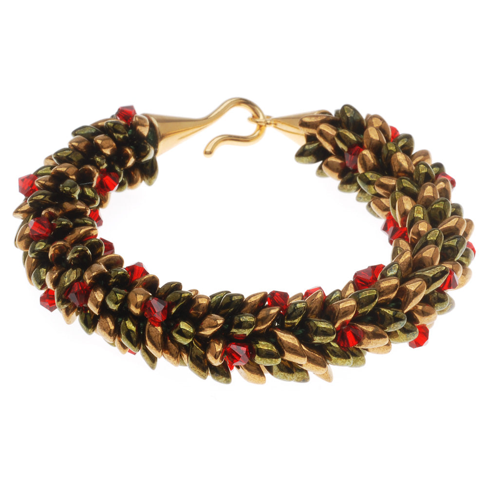 Retired Beaded Kumihimo Holiday Wreath Bracelet — Beadaholique